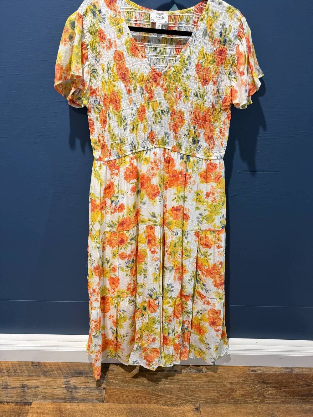 NEW BLU PEPPER women's french terry babydoll dress in orange